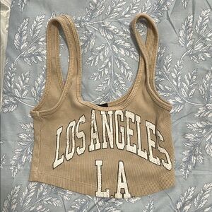 Tan Ribbed Los Angeles Crop Top